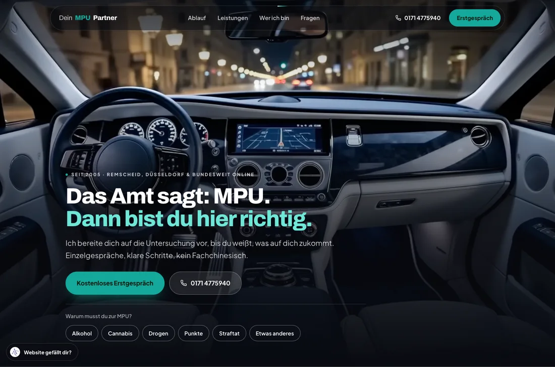 Landingpage: Echtes Projekt · DeinPartner MPU