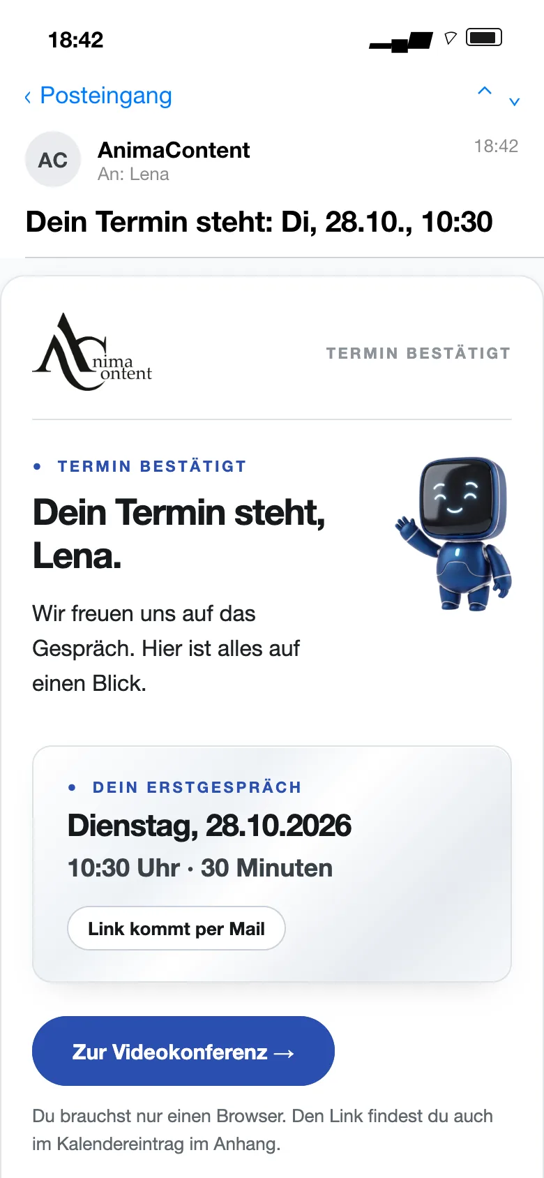 Terminbestätigung auf dem iPhone