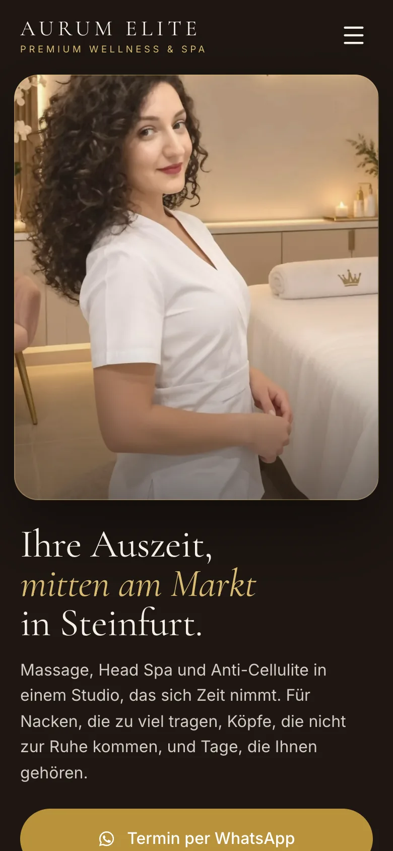 Die Website von Aurum Elite auf dem Handy