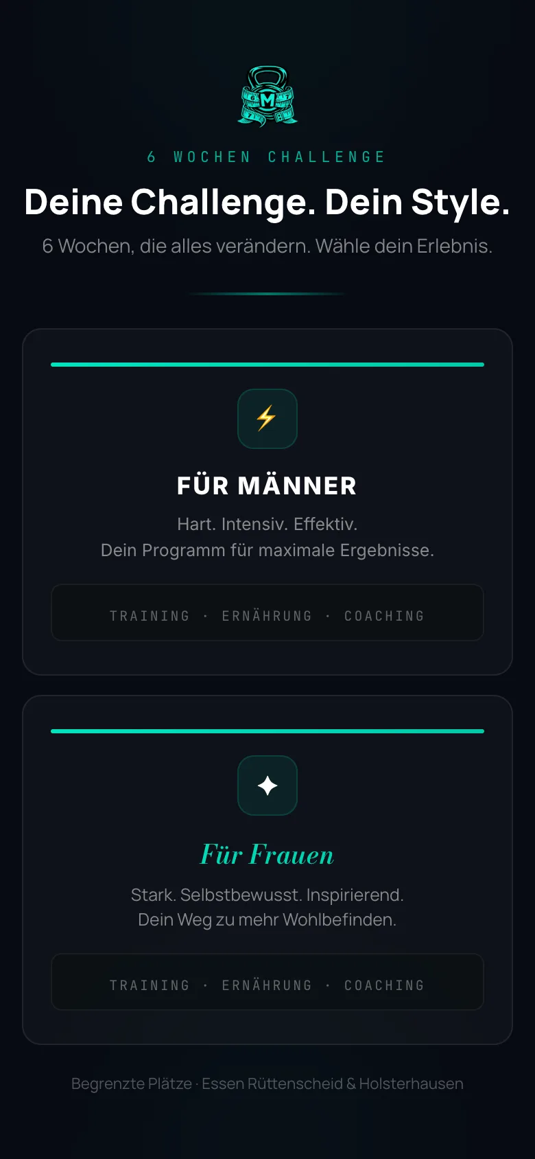 Die Website von MEHR Challenge auf dem Handy