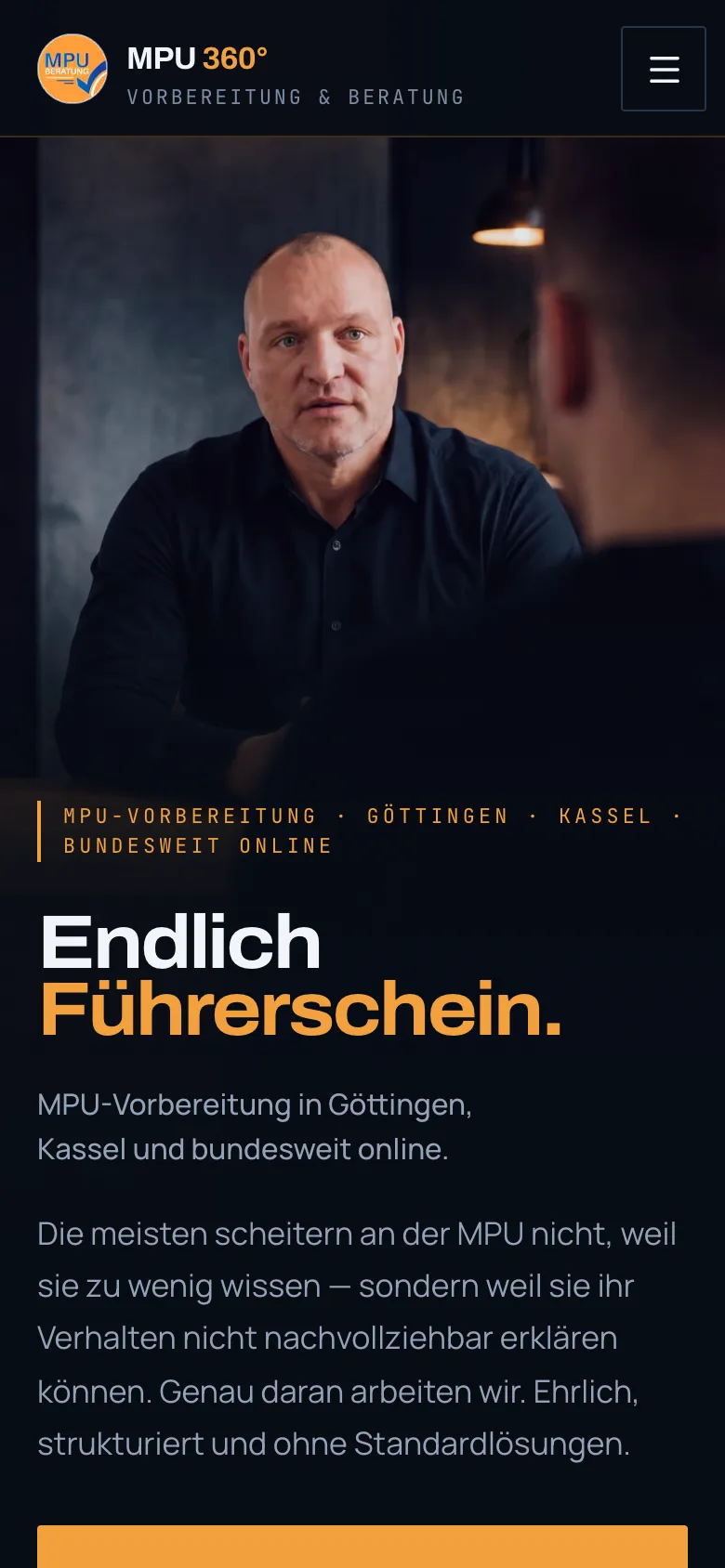 Die Website von MPU 360 Grad auf dem Handy