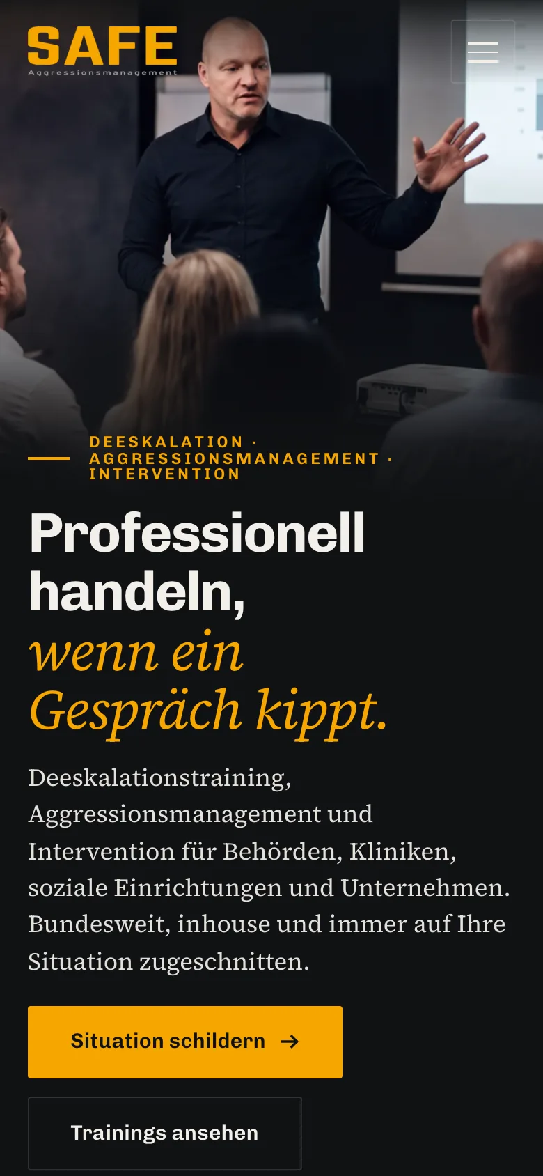 Die Website von SAFE auf dem Handy