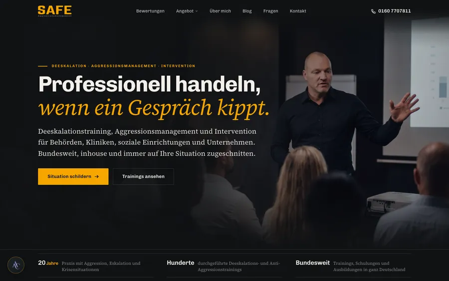 Startseite von SAFE
