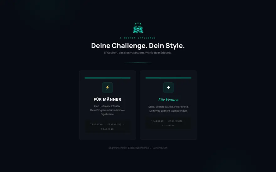 Startseite von MEHR Challenge, aufgenommen am 23.08.2026