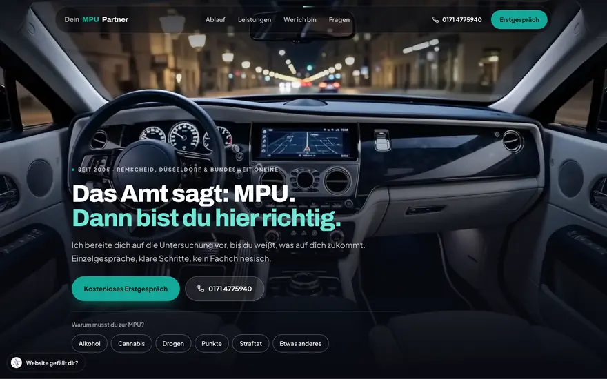 Startseite von MPU DEINPARTNER, aufgenommen am 23.08.2026